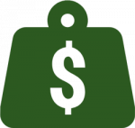 Icon of a briefcase with a dollar sign on it